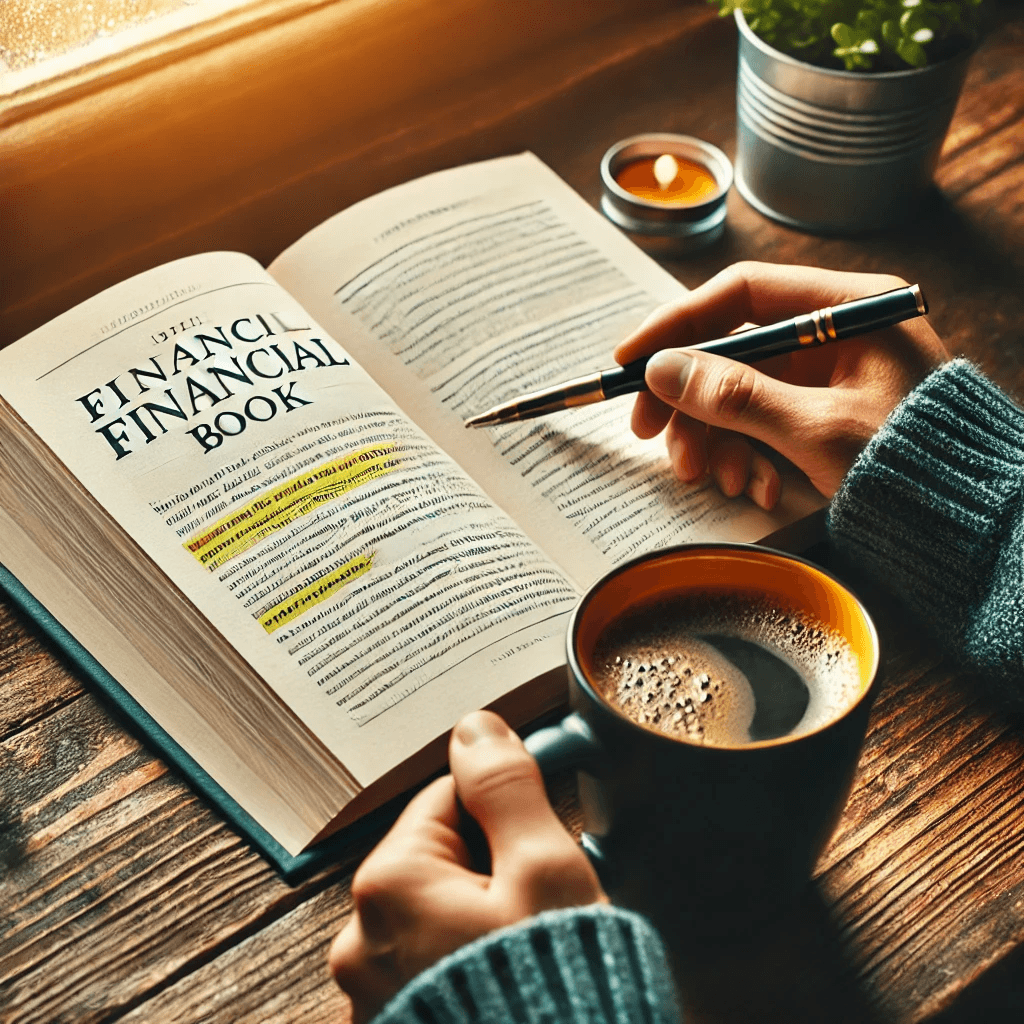 Человек читает финансовую или мотивационную книгу