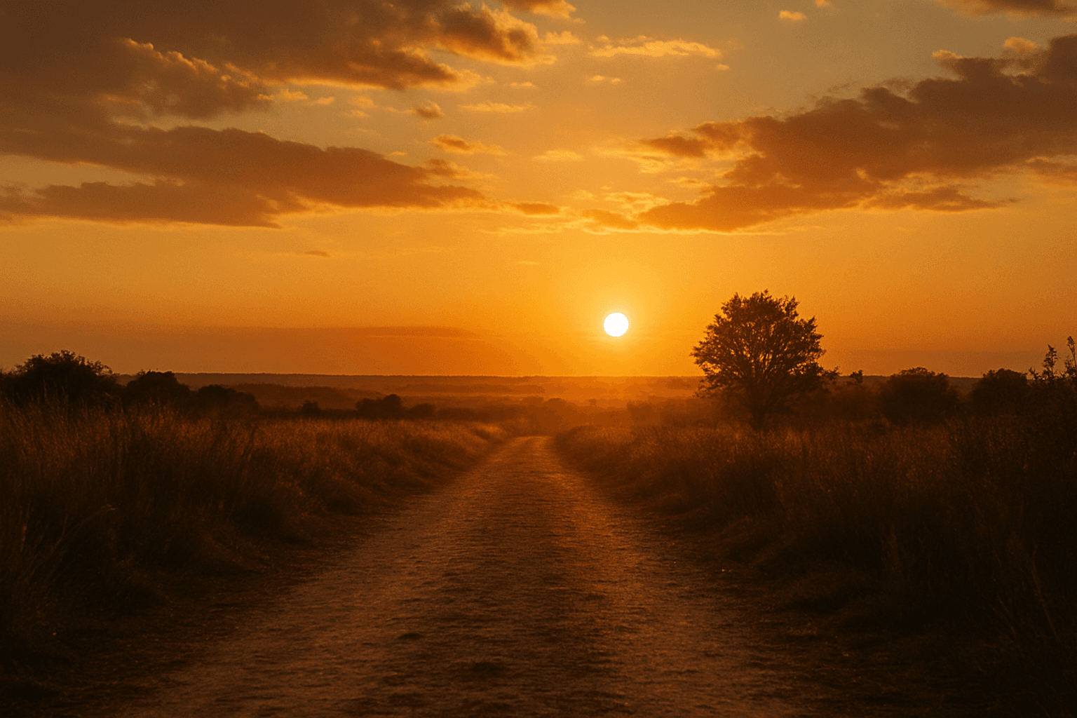 дорога уходящая вдаль на закате