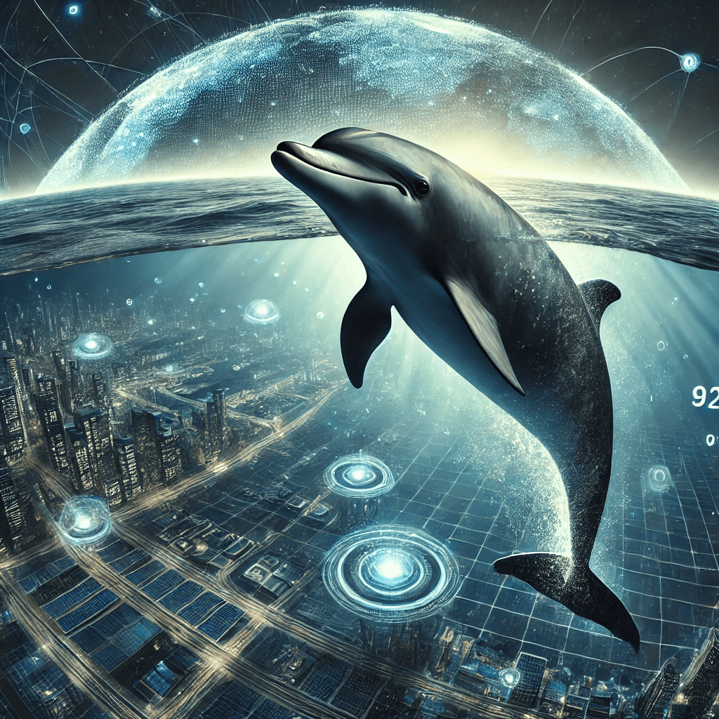 Дельфин плывёт под водой