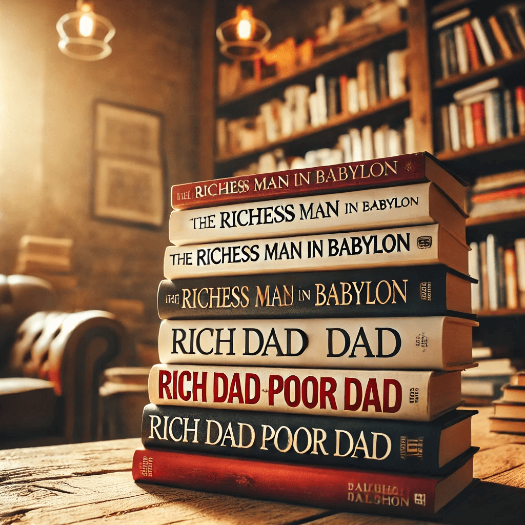 Стопка мотивационных и финансовых книг